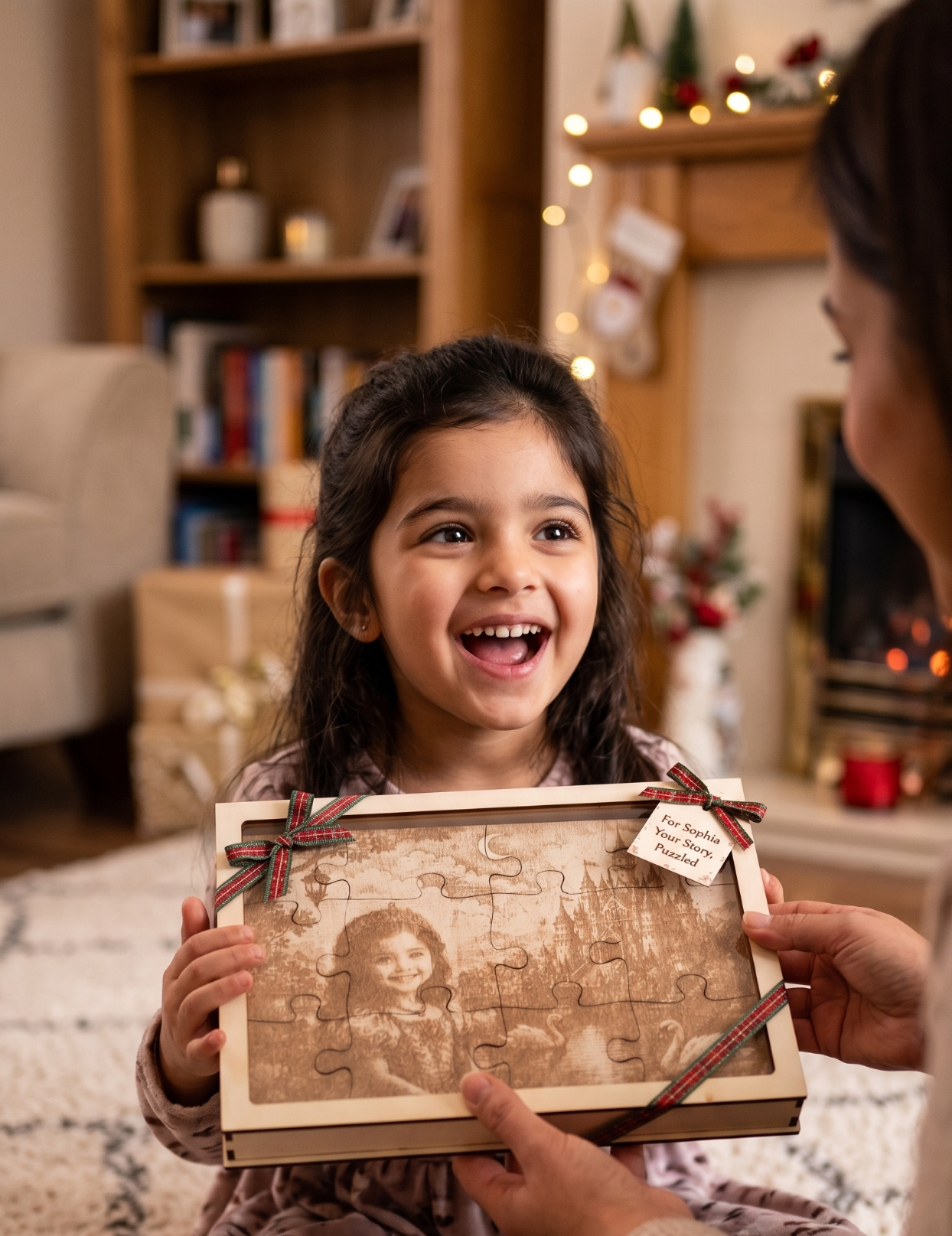 Personalisiertes Holz Puzzle als emotionales Geschenk für Kinder und Familien.