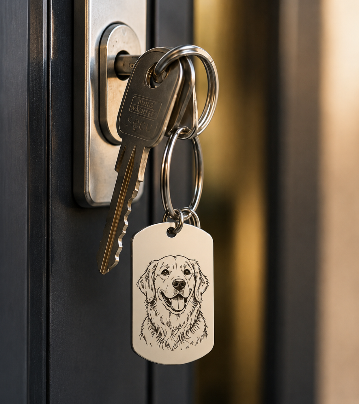 Personalisierter Schlüsselanhänger mit Foto Gravur | Individuelle Lineart Zeichnung | Haustiere, Kinder, Familie oder Paar Portrait