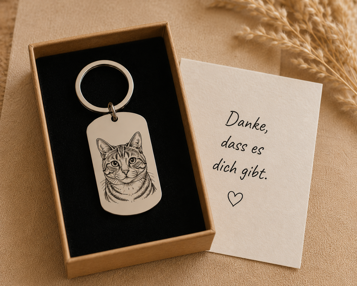 Personalisierter Schlüsselanhänger mit Foto Gravur | Individuelle Lineart Zeichnung | Haustiere, Kinder, Familie oder Paar Portrait
